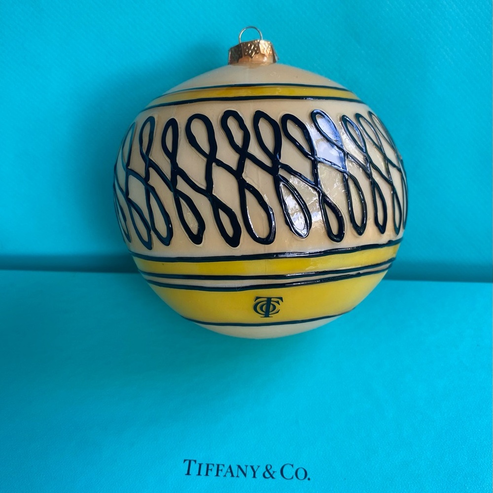 Tiffany & Co. New, Gold and Black glass Ornament, Authentic.
